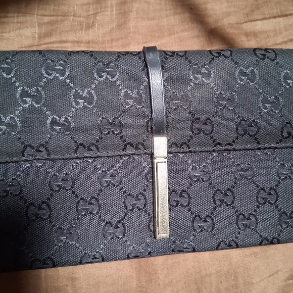 GUCCI VINTAGE BLACK JACKIE GG JACQUARD SHOULDER BAG SILVER LOCKING HARDWARE - Picture 2 of 9